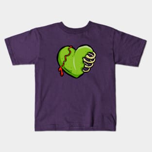 Love My Green Voodoo Dead Zombie Heart Kids T-Shirt